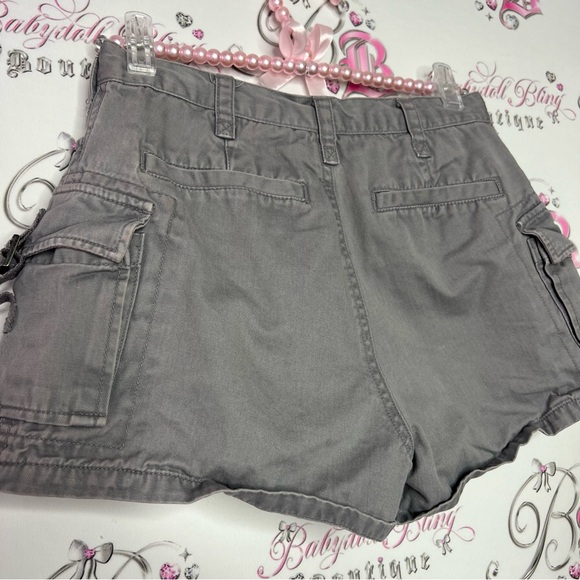 Dyna sport shorts cargos grey gray buttons buckles pockets vintage deadstock y2k - Picture 5 of 11